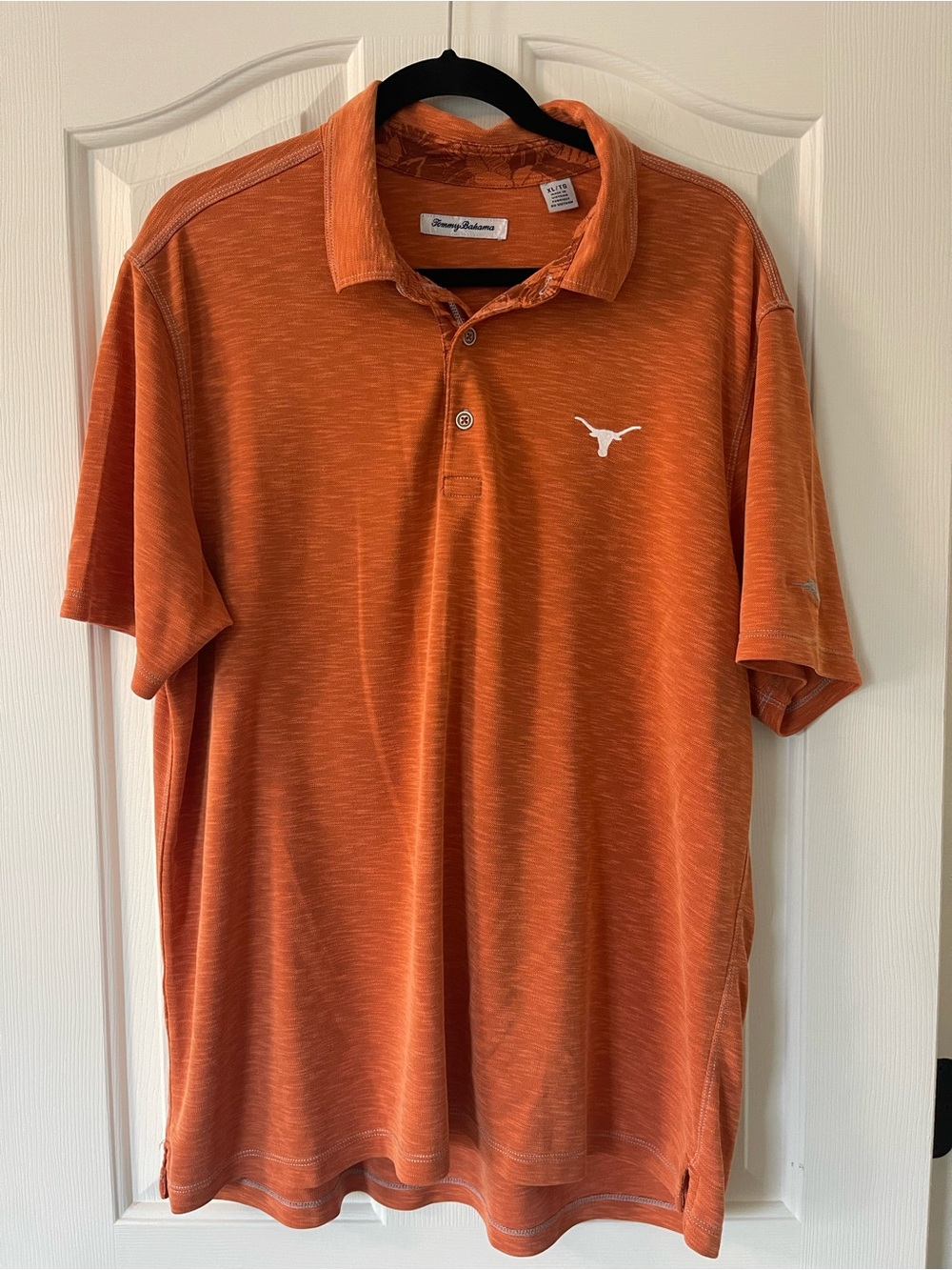 Tommy Bahama Orange Short-Sleeve Polo with White Longhorn Logo